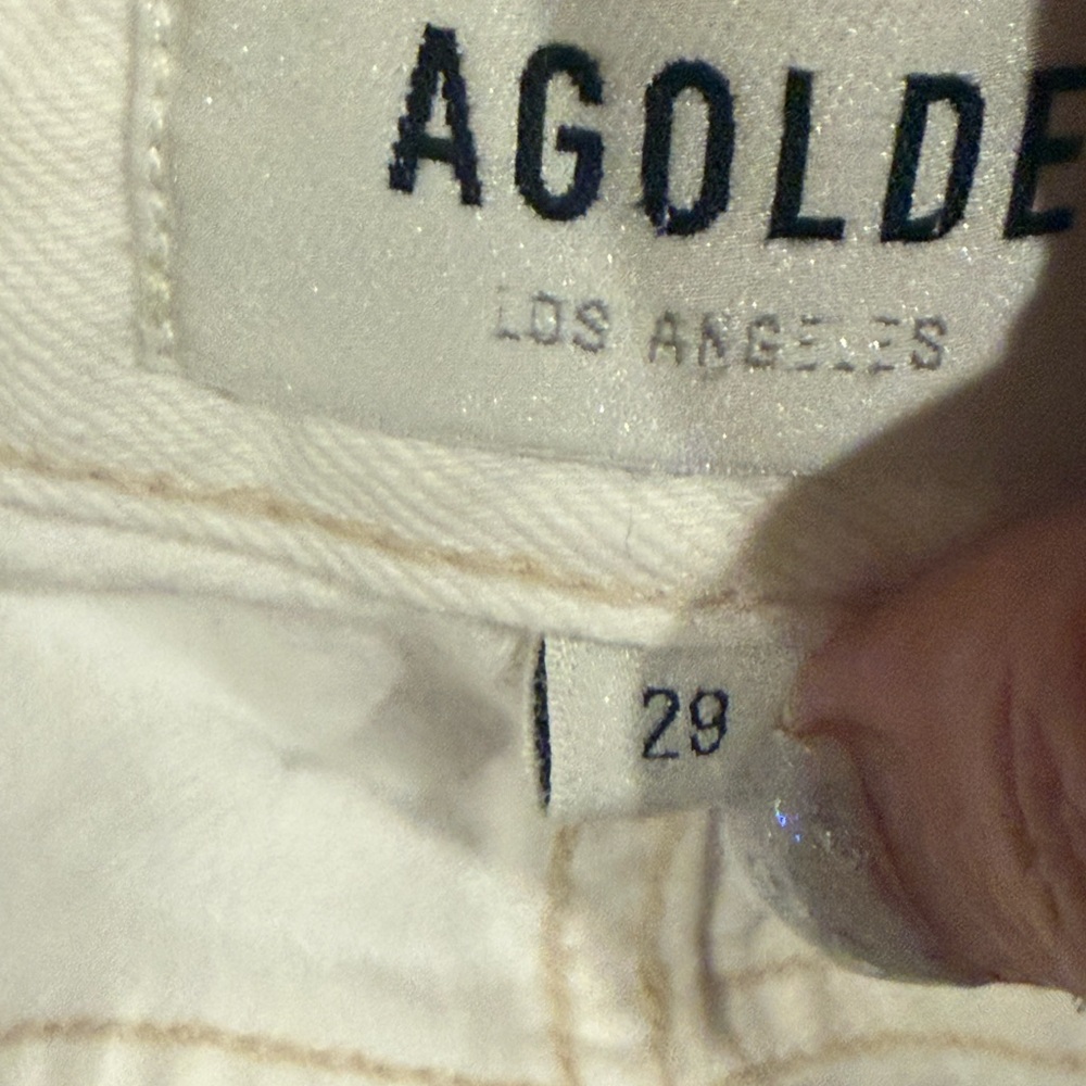 Agolde White Frayed Hem Jean Shorts - Picture 3 of 3